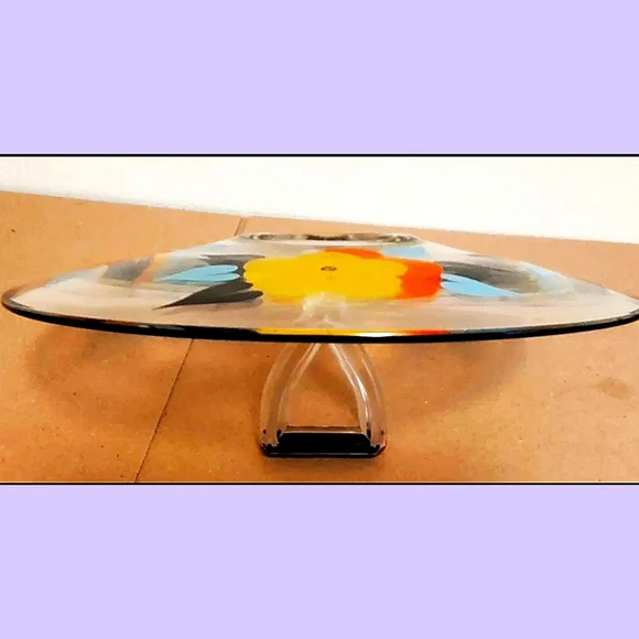 Vintage 40s/50s Hand Painted Hors d'oeuvre/Cake/Tidbit Plate - Picture 5 of 9